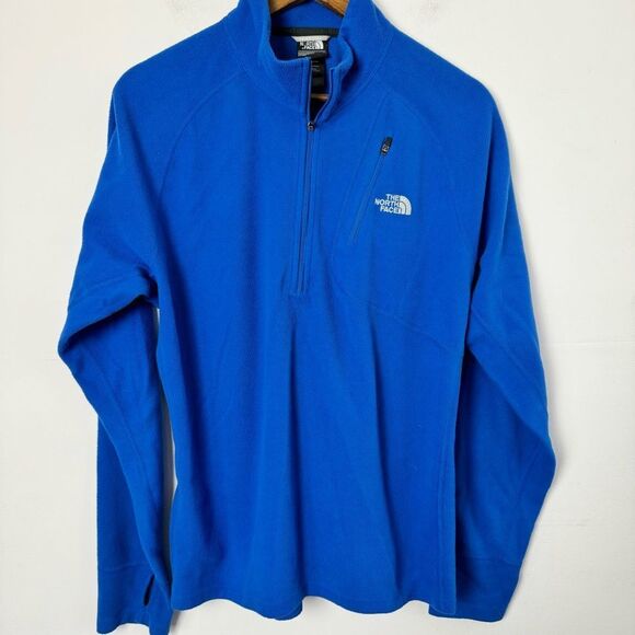 The North Face 1/4 Zip Lightweight Blue Fleece Pull Over Jacket Men’s Size Large - Picture 2 of 11